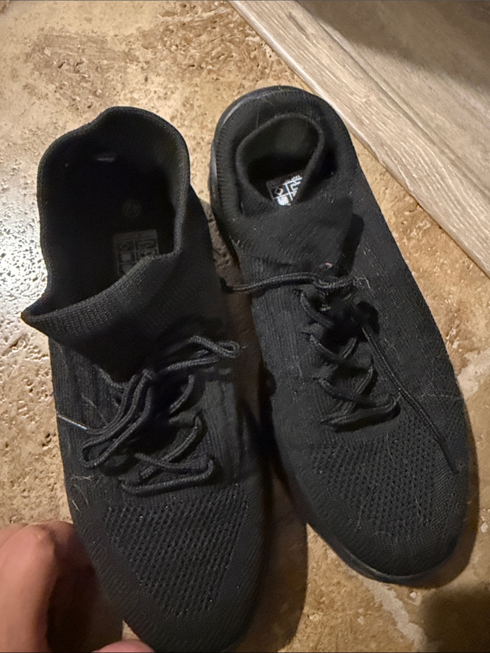 Women’s Black Knit Lace-Up Sock Sneakers
